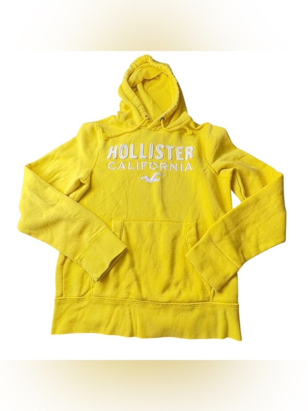 Hollister California Hoodie Sweatshirt Large Yellow Pullover Logo Y2K 2000’s